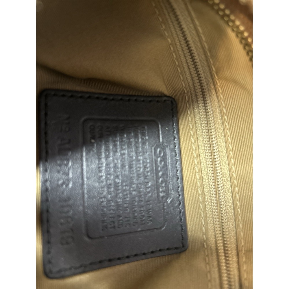 Coach Signature C Jacquard Hobo Shoulder Bag Brown Black Leather Y2K Dust Bag - Picture 6 of 8